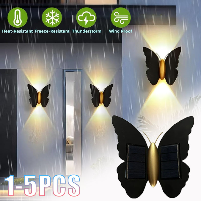 Outdoor Lighting Accent - 1-5PCS Solar Butterfly Wall Light IP65