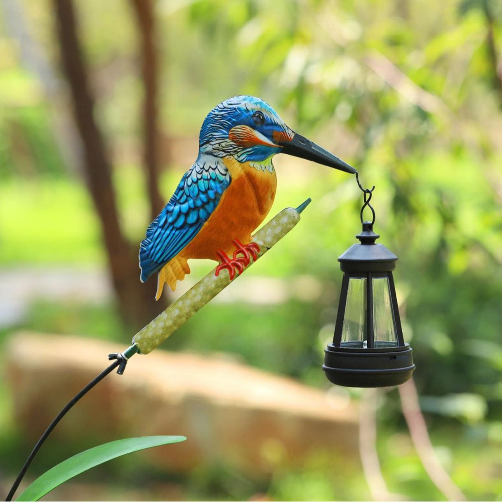 Outdoor Lighting For Backyard - Solar Powered Kingfisher Light Garden Statue