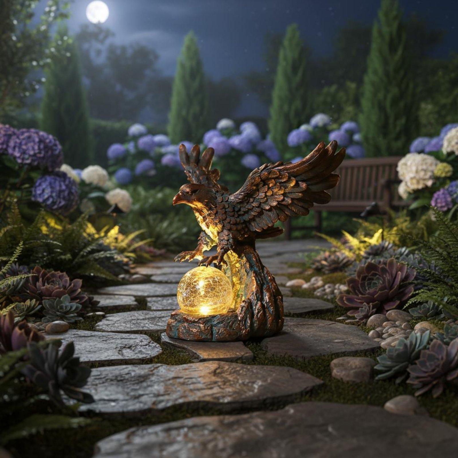 Outdoor Lighting Pathway - Solar Eagle Statue Light Waterproof Outdoor