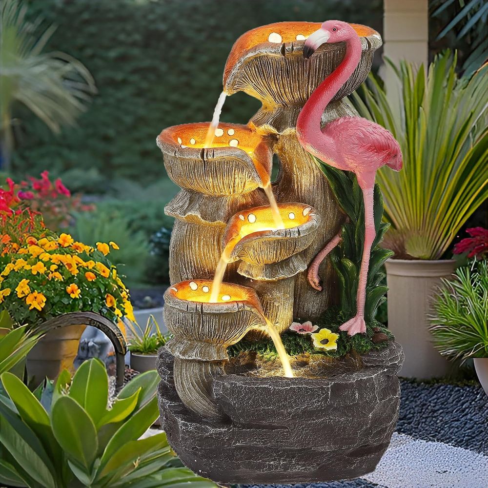 Outdoor Lighting For Backyard - 5 Tier Indoor Outdoor Water Feature,