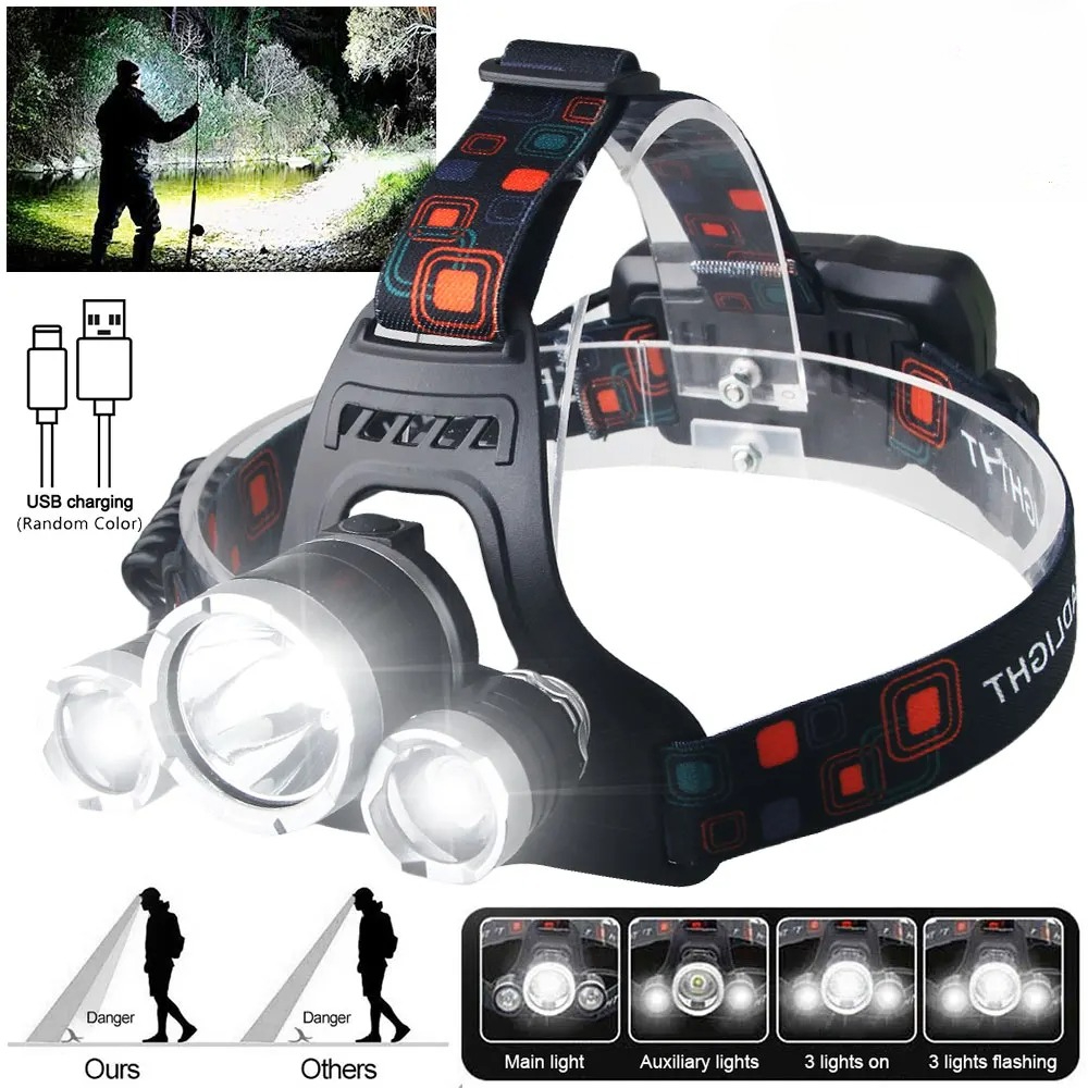Outdoor Lighting Nearby - High Power LED Headlamp 18650 Rechargeable