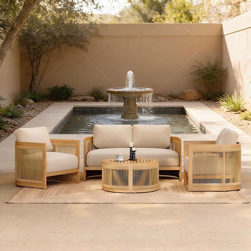 #Outdoor Teak Wood Sofa Set Li - Outdoor Lighting Accent 评论和价格