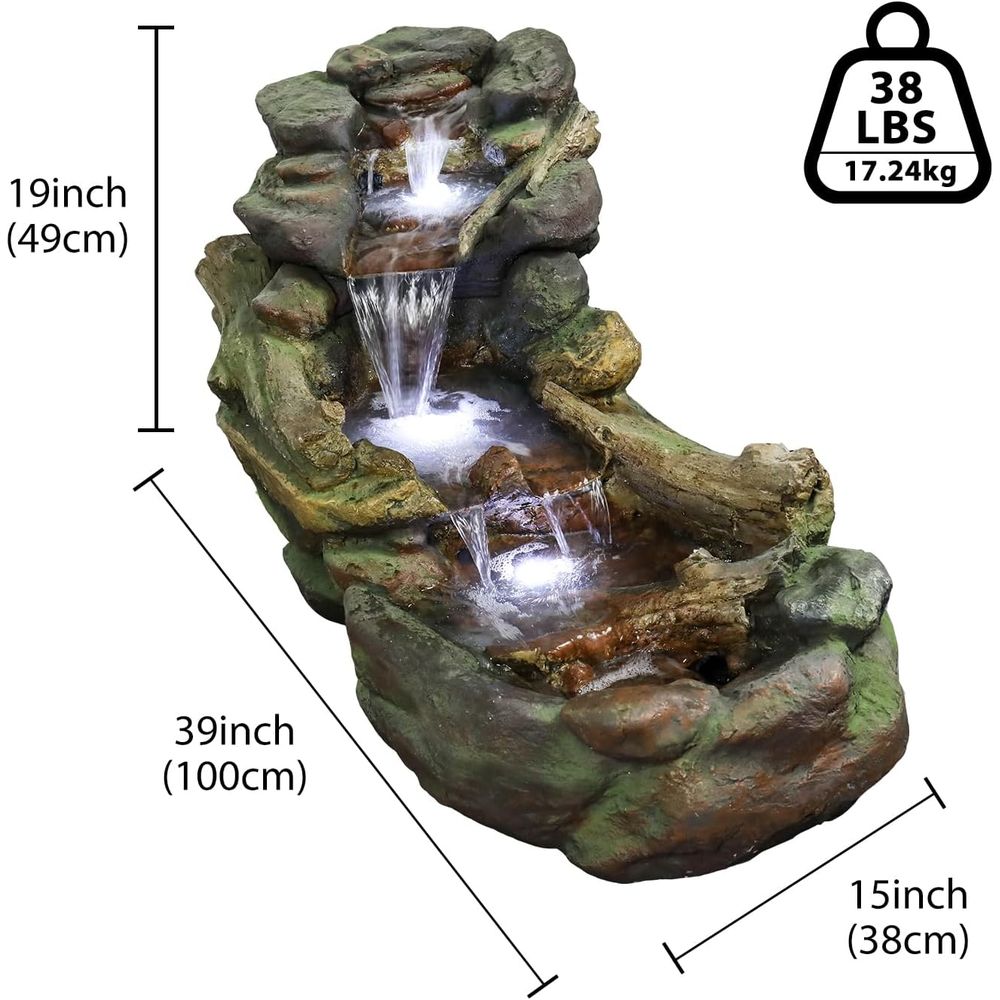 Multi-Tier Outdoor Water Fount - Outdoor Lighting For Backyard 评论和价格