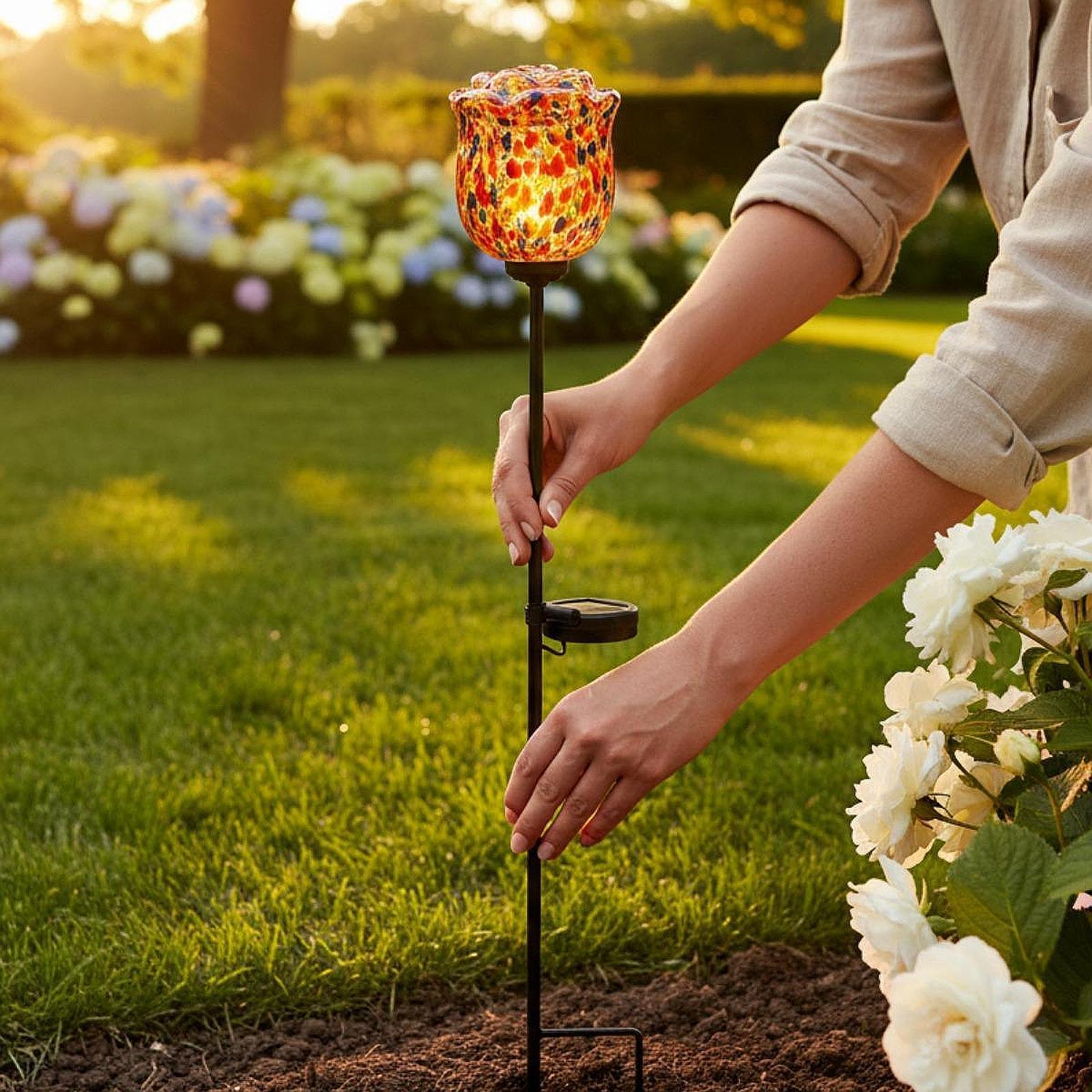 Outdoor Solar Rose Light Water - Outdoor Lighting Accent 评论和价格