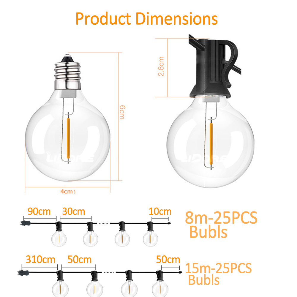 8M/15M G40 Globe String Lights - Outdoor Lighting For Backyard 评论和价格
