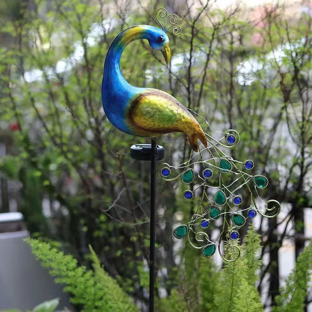 Metal Peacock Solar Stake Ligh - Outdoor Lighting Ground 评论和价格