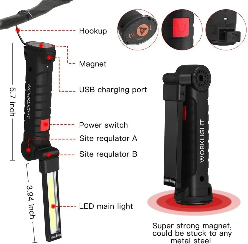 LED COB Flashlight USB Recharg - Outdoor Lighting Landscape 评论和价格