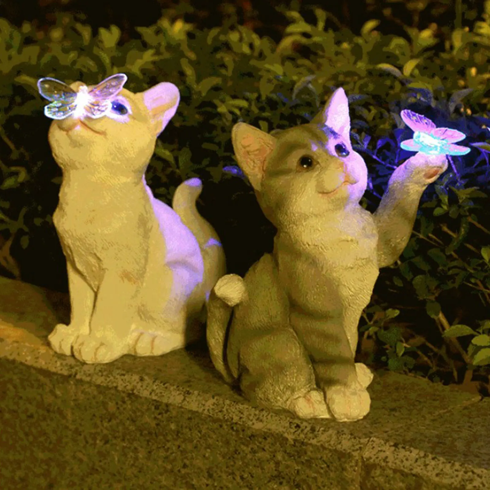 Outdoor Cat Sculpture Figurine - Outdoor Lighting For Backyard 评论和价格