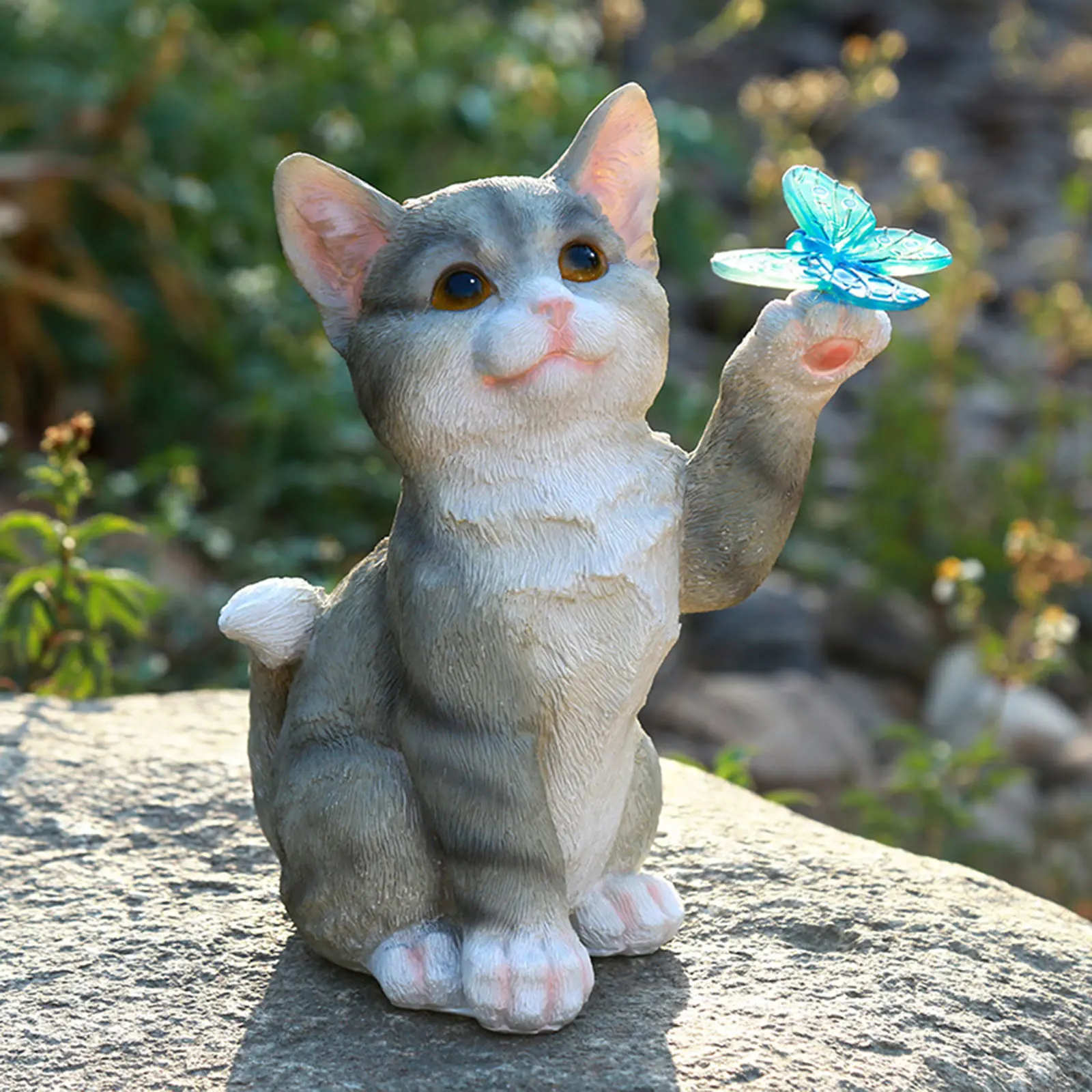Outdoor Cat Sculpture Figurine - Outdoor Lighting For Backyard 评论和价格