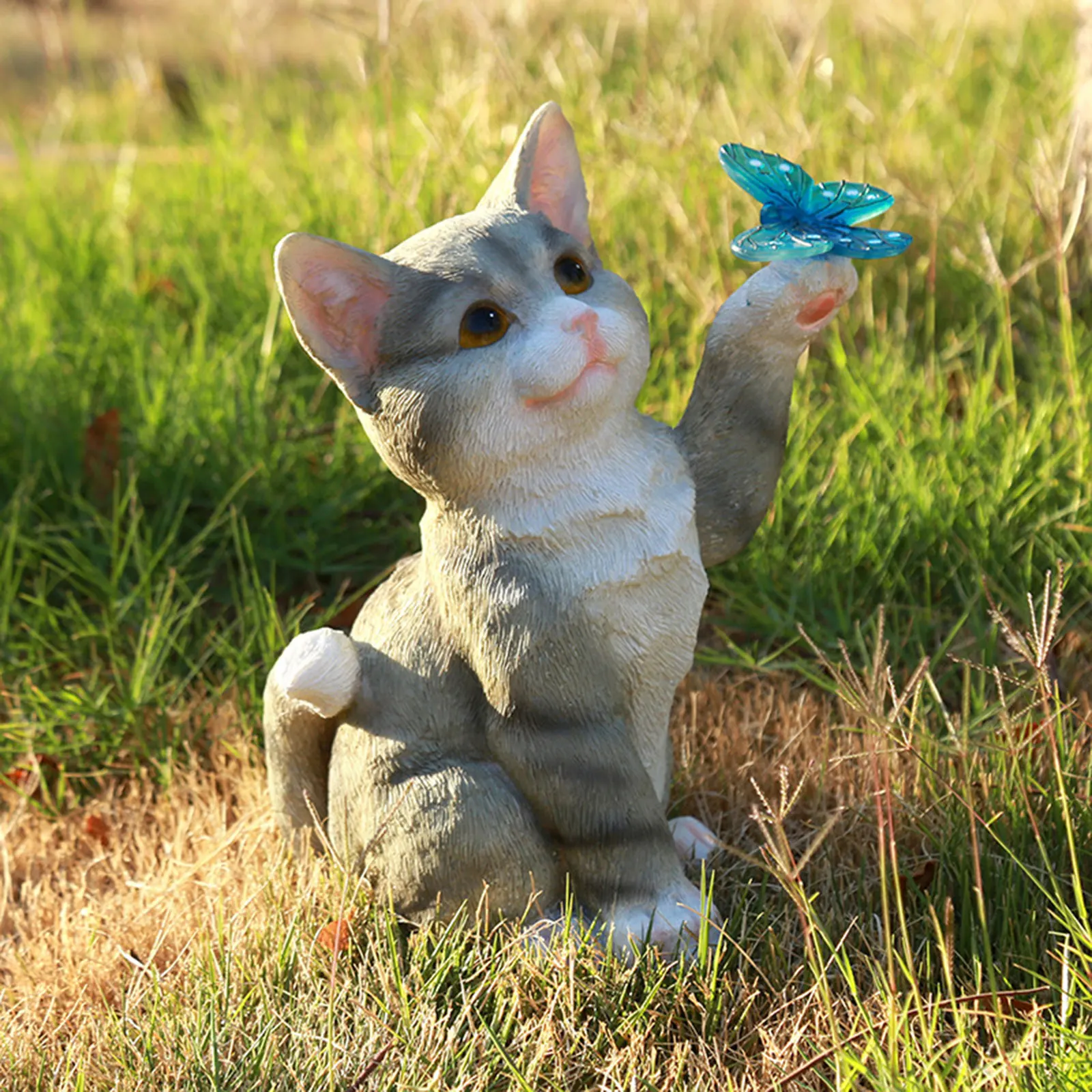 Outdoor Cat Sculpture Figurine - Outdoor Lighting For Backyard 评论和价格