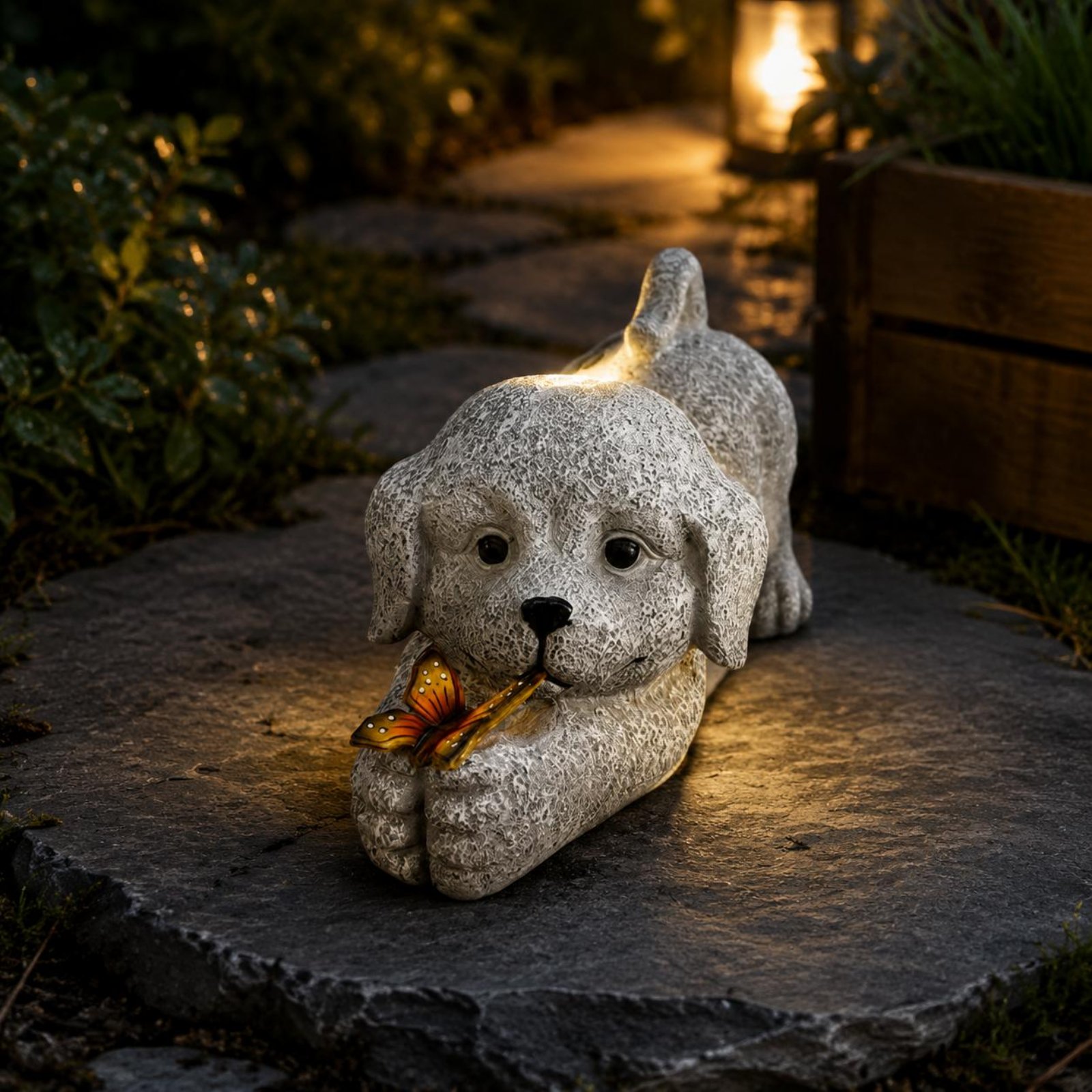 Solar Dog Statue Resin Craft S - Outdoor Lighting Ip65 评论和价格